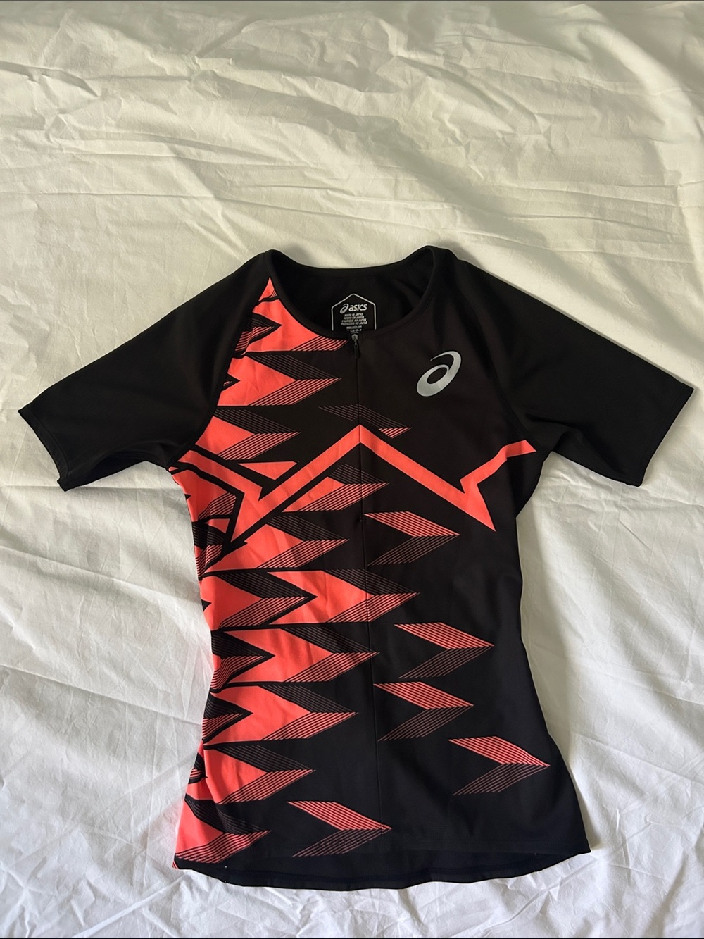 Asics Black and Coral Short Sleeve Performance Tee